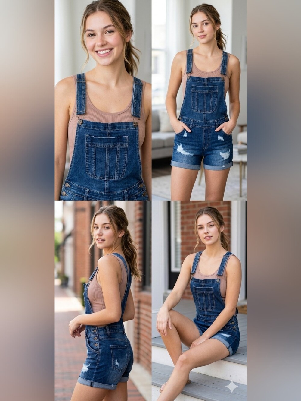 KanCan faded blue denim shortalls
